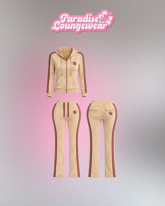 Velour Stripe Set Creme